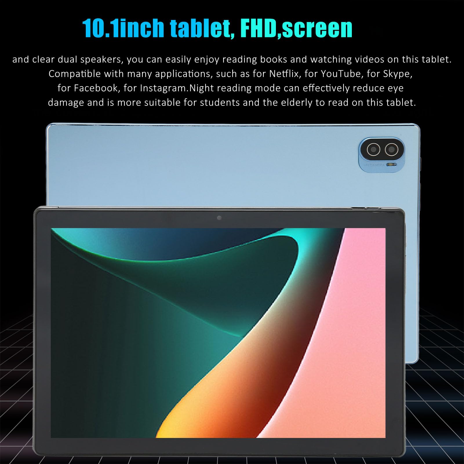 EBTOOLS 10.1in 2 in 1 Tablet, FHD Screen Clear Dual Speaker, 8 Core 8GBRAM 256GBROM, 5GWIFI 4G Network, Long Standby Life Tablet with BT Keyboard 100‑240V (US Plug)