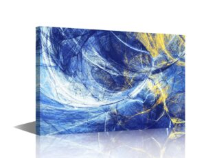 black art wall decor blue and yellow paintings canvas wall art abstract art bathroom decor artwork for wall posters and prints wood framed wall art contemporary home decor ready to hang(24" wx16 h)