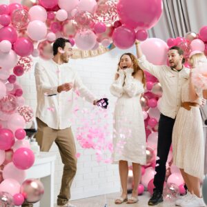 Hot Pink Balloon Arch Garland Kit,102 pcs Hot Pink Rose Gold Balloons for Birthday Shower Princess Barbie Theme Party Decorations