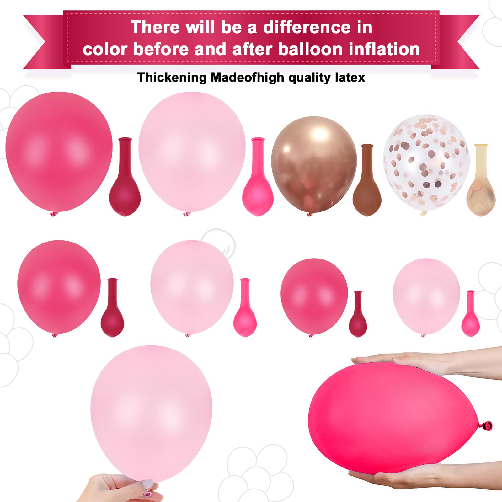 Hot Pink Balloon Arch Garland Kit,102 pcs Hot Pink Rose Gold Balloons for Birthday Shower Princess Barbie Theme Party Decorations