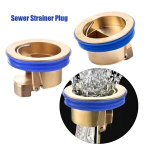 Fermus Shower Floor Drain Insert Drain Plug Anti-Odor Plug Sewer Core One Way Drain Valve Backflow Preventer for Basement Drain, Suitable for Drain Tube 1.25-1.65in, Minimum Drain Depth 2in (Gold)