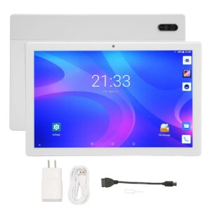 Silver Tablet, 8MP 13MP 1920x1200 IPS 10 Inch Tablet 8 Core Processor 8GB 256GB for Travelling (US Plug)