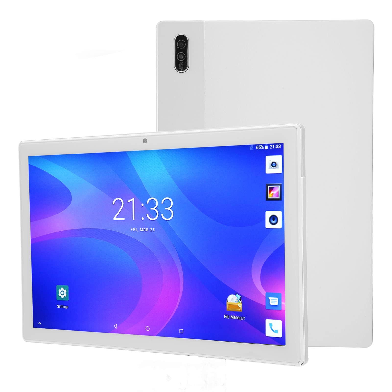 Silver Tablet, 8MP 13MP 1920x1200 IPS 10 Inch Tablet 8 Core Processor 8GB 256GB for Travelling (US Plug)