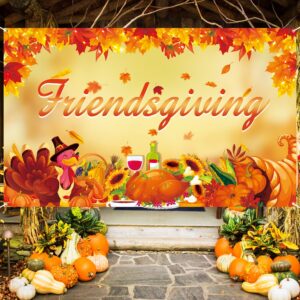 Friendsgiving Backdrop, Friendsgiving Photo Backdrop Happy Friendsgiving Banner, Thanksgiving Backdrops for Photography Party Decorations, 71 x 43 Inch