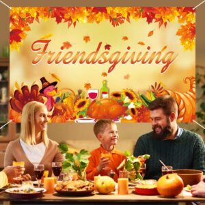 Friendsgiving Backdrop, Friendsgiving Photo Backdrop Happy Friendsgiving Banner, Thanksgiving Backdrops for Photography Party Decorations, 71 x 43 Inch