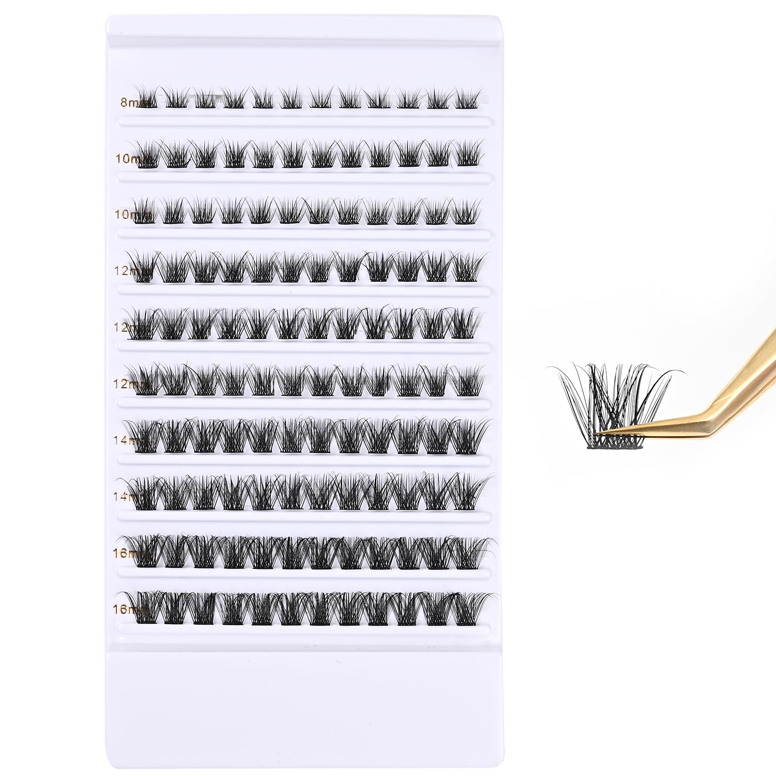 SQYlashes Eye Lash Clusters D Curl, Individual Lashes Cluster Eyelash Extensions, 100PCS Natural DIY Lash Extensions at Home (D24, Mix 8-16mm)