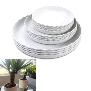 YUANAIYI 12 Packs Wave Plant Saucer - Plastic Flower Pot Drip Trays/Durable Heavy Duty White Plant Tray for Indoor and Out Door Plant(6/8/10 inch)