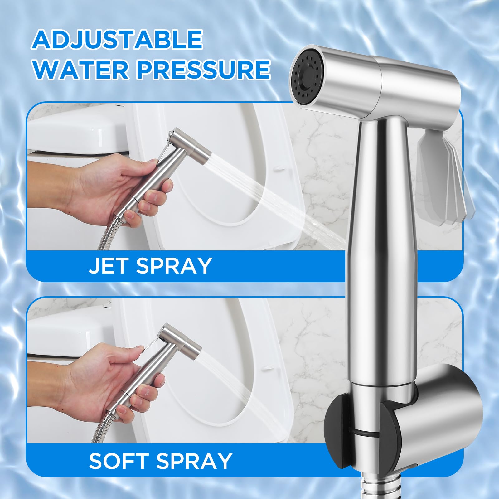 Prime Years Handheld Bidet Sprayer for Toilet with Brass T-Valve, Adjustable Water Pressure, Stainless Steel Made Bathroom Bidet Sprayer Set, Used for Toilet Wash, Feminine Wash, Baby and Pet Wash