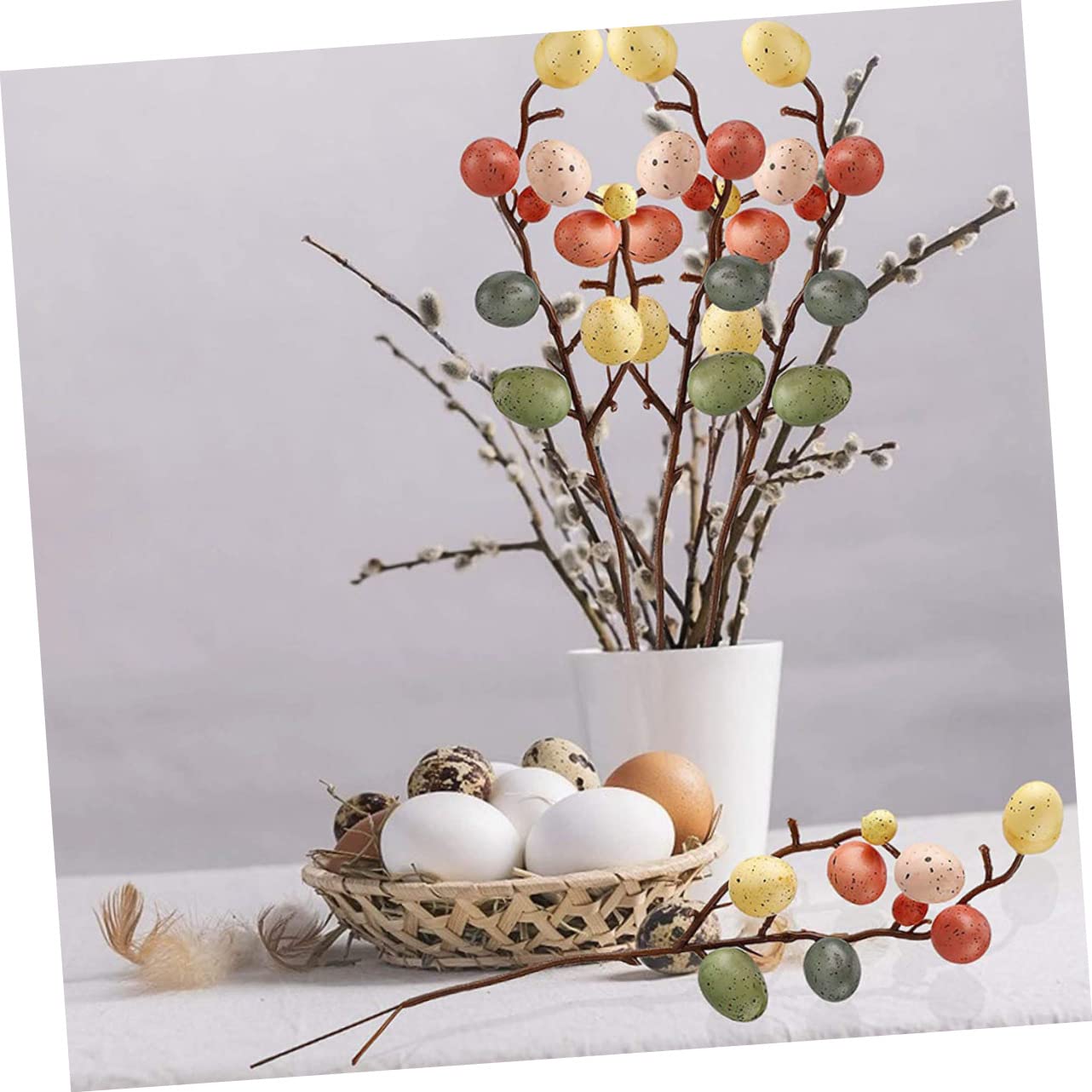 Abaodam 2pcs 5 Egg Decoration DIY Easter Eggs Floral Branches for Easter pots for Indoor Plants Easter Egg Twigs Easter Tree Branches Easter Eggs Decor Easter stem Foam Suite Household