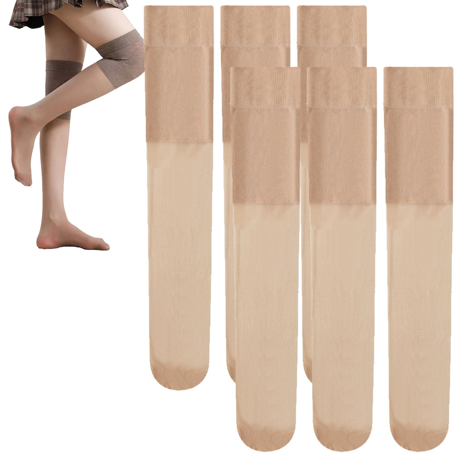 Ionic Correction Lymphatic Detoxification Long Tube Silk Stockings 6Pairs Over Knee Thigh Socks Compression Knee Socks (6pcs-D,1)