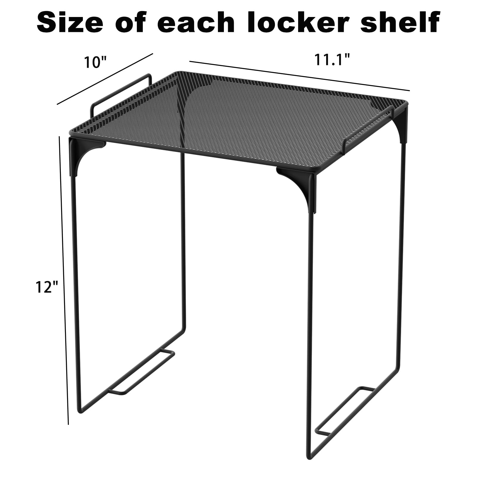 Svartur Locker Shelf for School Locker, Stackable Locker Shelves for Locker Decoration, Tall Locker Organizer Shelf for Work, Back to School Essentials Locker Accessories, Pack of 2, Black