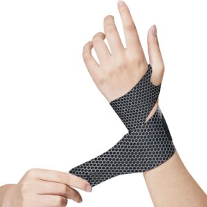 ultra thin wrist brace support for carpal tunnel, breathable wrist band adjustable velcro straps for wrist wraps, stabilizer for tendonitis, arthrits pain relieving black 1 piece