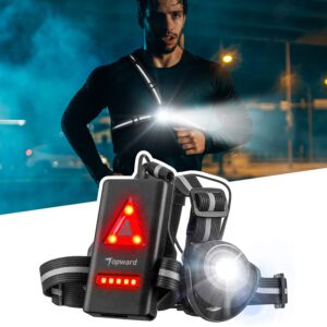 Running Light for Night Dog Walking Jogging, Bright LED Safety Running Headlamp with Back Warning Light for Runners, USB Rechargeable High Visibility Reflective Outdoor Gear for Men Women Children