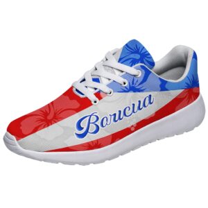 Puerto Rico Flag Shoes Men Women Puerto Rico Sneakers Breathable Running Sport Tennis Shoes 100% Boricua Gift White Size 11