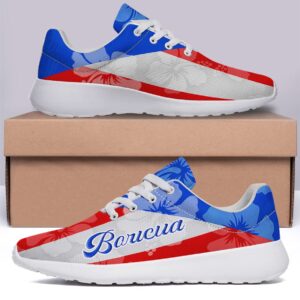 Puerto Rico Flag Shoes Men Women Puerto Rico Sneakers Breathable Running Sport Tennis Shoes 100% Boricua Gift White Size 11