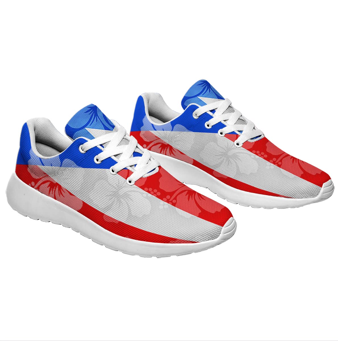 Puerto Rico Flag Shoes Men Women Puerto Rico Sneakers Breathable Running Sport Tennis Shoes 100% Boricua Gift White Size 11