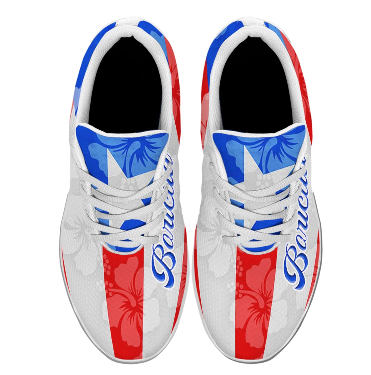 Puerto Rico Flag Shoes Men Women Puerto Rico Sneakers Breathable Running Sport Tennis Shoes 100% Boricua Gift White Size 11