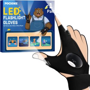 led flashlight gloves - gifts for men, unique stocking stuffers, cool camping fishing accessories and gadgets