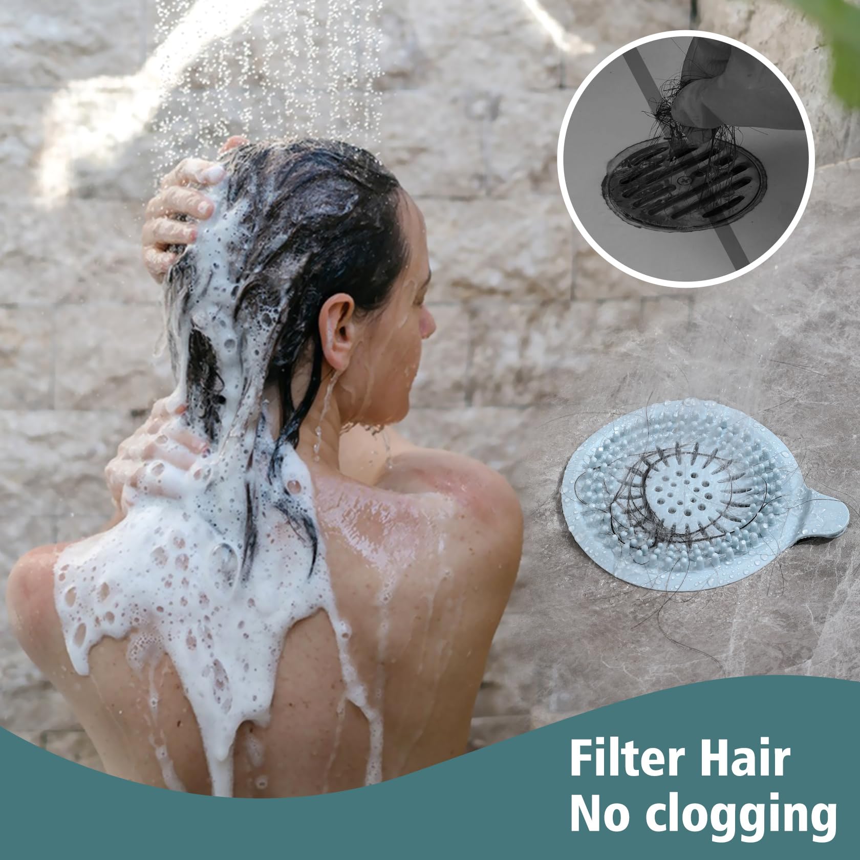 Silicone Hair Stopper, Strainers Drains for Bathroom Hair Catcher Easy to Install and Clean (2)