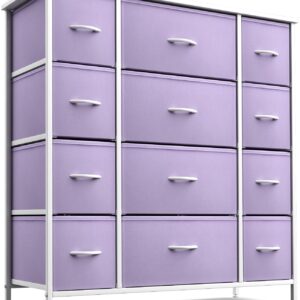 Sorbus Kids Dresser with 12 Drawers and 5 Drawer TV Stand Bundle - Matching Furniture Set - Storage Unit Organizer Chests for Clothing - Bedroom, Kids Rooms, Nursery, & Closet (Purple)