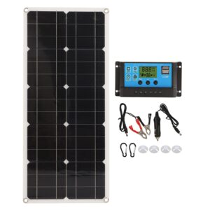 Solar Panel, Energy Saving Solar Battery 12V 24V Adaptive High Temperature Resistant High Power Over Discharge Protection IP65 Waterproof for Boats (10A)