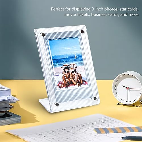 Picture Frame, Easy Cleaning Clear Table Top Photo Frame Acrylic Robust for Cards (Transparent (Wave Pattern))