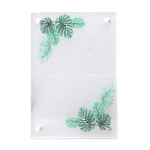 picture frame, easy cleaning clear table top photo frame acrylic robust for cards (monstera leaves)