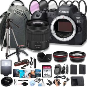 canon eos r6 mark ii mirrorless camera with 24-105mm lens + 100s sling backpack + 64gb memory cards, professional photo bundle (42pc bundle) (renewed)
