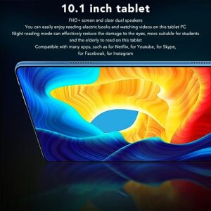 FOLOSAFENAR 10.1 Inch Tablet PC, 10.1 Inch Tablet 8GB RAM 256GB ROM 5GWIFI FHD Screen for Entertainment for 12 for Work (US Plug)