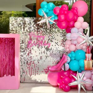 Makeup Balloon Garland Arch Kit for Girls Spa Party Decorations,147Pcs Hot Pink Purple Lipstick Lip Kiss High Heels Foil Balloons for Princess Women SPA Day Cosmetics Birthday Party Decor Supplies