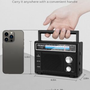 PRUNUS Portable Radio AM FM, Transistor Radio Battery Operated and Plug in Wall,Loud Speaker Support AUX in and Micphone in, Small Radios Portable AM FM J-136