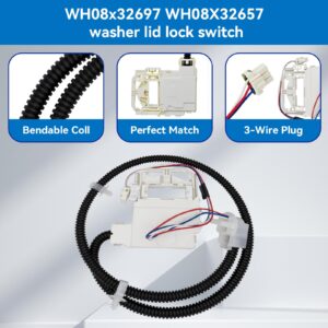 WH08X32657 WH08X31222 Washer Lid Lock and harness, replaces 4963152 AP7033485 PS16619254 EAP16619254 PD00070146 Compatible with Parts of GE and Hotpoint Washer Machine