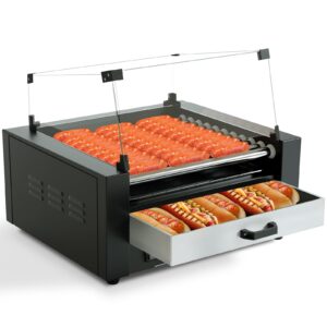 30 Hotdog Roller Machine with Bun Warmer,1700w Stainless 11 Hot Dog Roller,Commercial Grade,Hot Dog Sausage Grill Cooker Perfect for Parties and Home