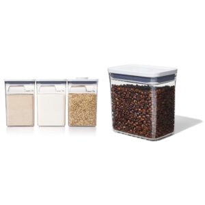 oxo good grips 6-piece airtight food storage container set (3 large canisters + 3 scoops)