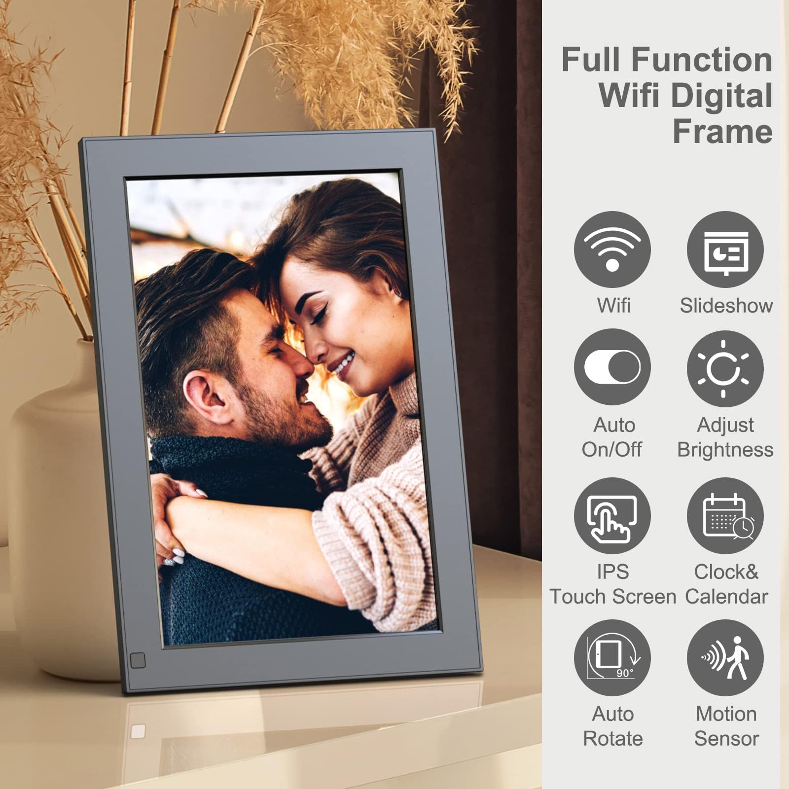 Digital Picture Frame 15-inch WiFi Digital Photo Frame - Large Digital Photo Frames, 16GB, Touch Screen, Wall Mountable, Share Photos Videos Via App or Email, Home Dector, Birthday Gifts for Wife