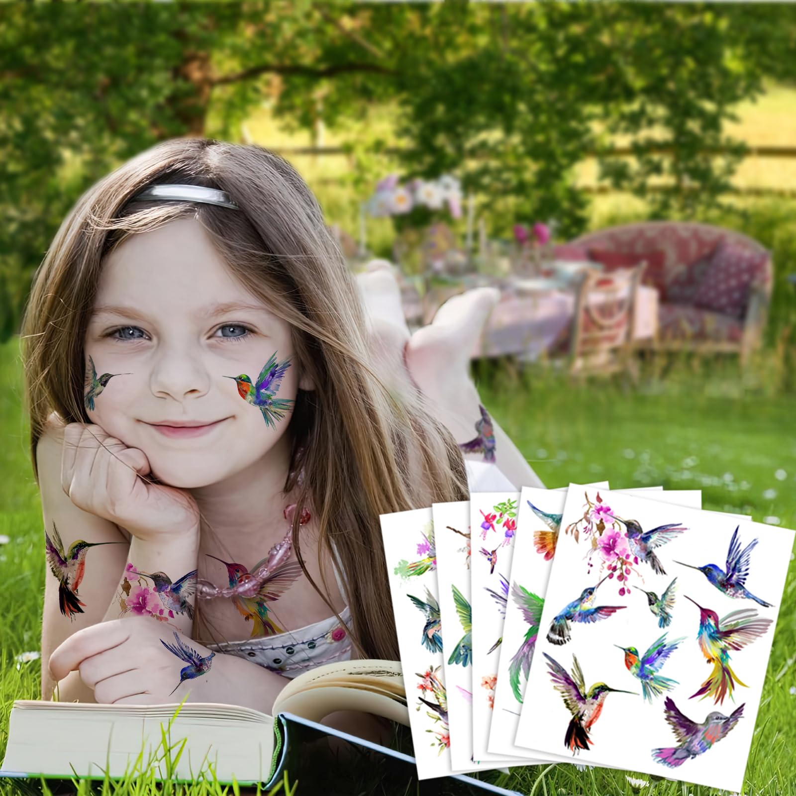 Hummingbird Temporary Tattoos,20 Sheets 160 Pieces Hummingbird Themed Tattoos Stickers Party Decoration Supplies Party favors for Kids Adults