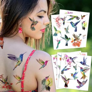 Hummingbird Temporary Tattoos,20 Sheets 160 Pieces Hummingbird Themed Tattoos Stickers Party Decoration Supplies Party favors for Kids Adults