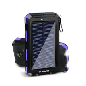 wongkuo solar charger power bank - 𝟮𝟬𝟮𝟰 𝙐𝙥𝙜𝙧𝙖𝙙𝙚 36,800mah portable solar phone charger, qc3.0 fast charger with led flashlight, ip65 waterproof power bank perfect for outdoor camping hiking