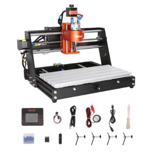 vevor cnc router machine, 120w 3 axis grbl control wood engraving carving milling machine kit, 300 x 200 x 60 mm/11.8 x 7.87 x 2.36 in working area 10000 rpm for wood acrylic mdf pvc plastic foam
