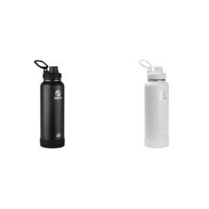 takeya actives insulated stainless steel water bottle with spout lid, 40 ounce, onyx and arctic