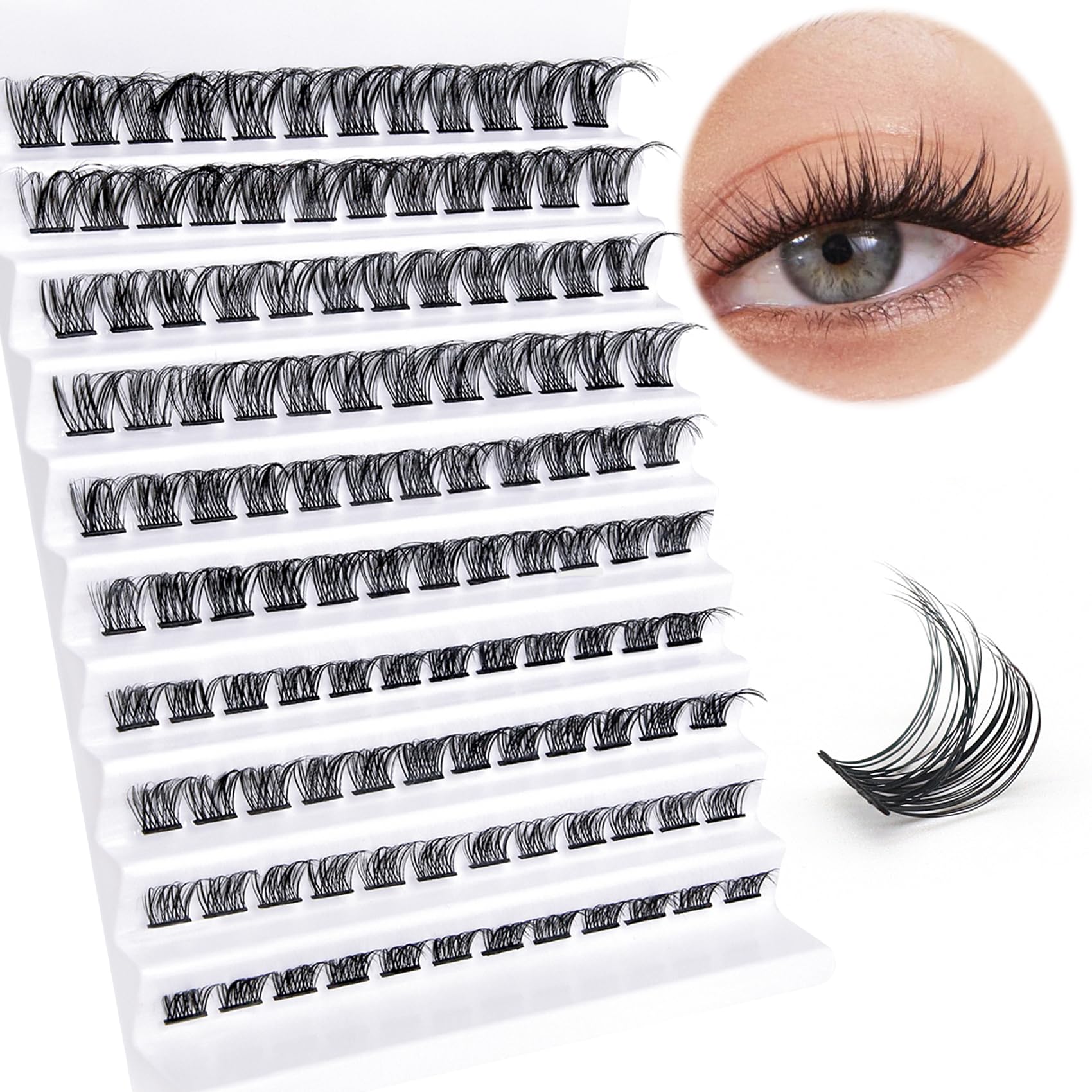 Ahrikiss Lash Clusters 120pcs D Curl Cluster Lashes 8-16mm Eyelash Clusters Wispy Individual Lashes Natural Look DIY Lash Extensions at Home Handmade Fluffy Eyelash Extension Clusters (Doris)