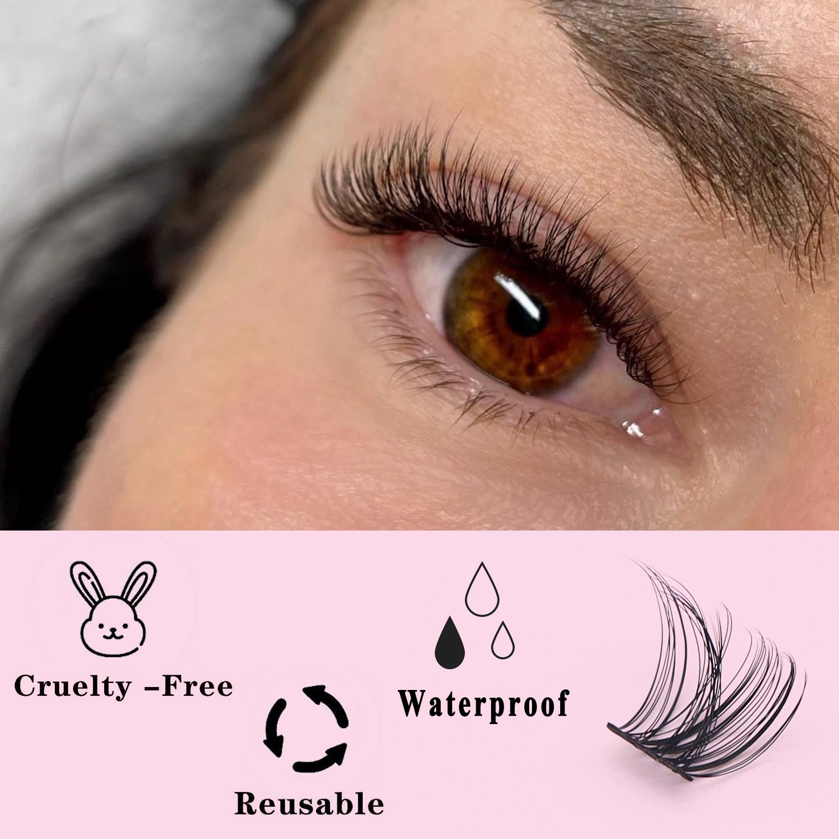 Ahrikiss Lash Clusters 120pcs D Curl Cluster Lashes 8-16mm Eyelash Clusters Wispy Individual Lashes Natural Look DIY Lash Extensions at Home Handmade Fluffy Eyelash Extension Clusters (Doris)
