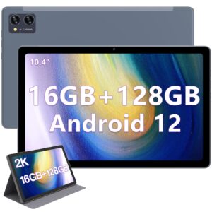 10.4 inch 2k fhd tablet android 12 tablets with case, 16gb+128gb+1tb octa-core 2.0ghz cpu tablet pc, 2000 * 1200 ips, 2.4g/5g wifi bt, 5+13mp dual camera, 7000mah battery, google certified tableta