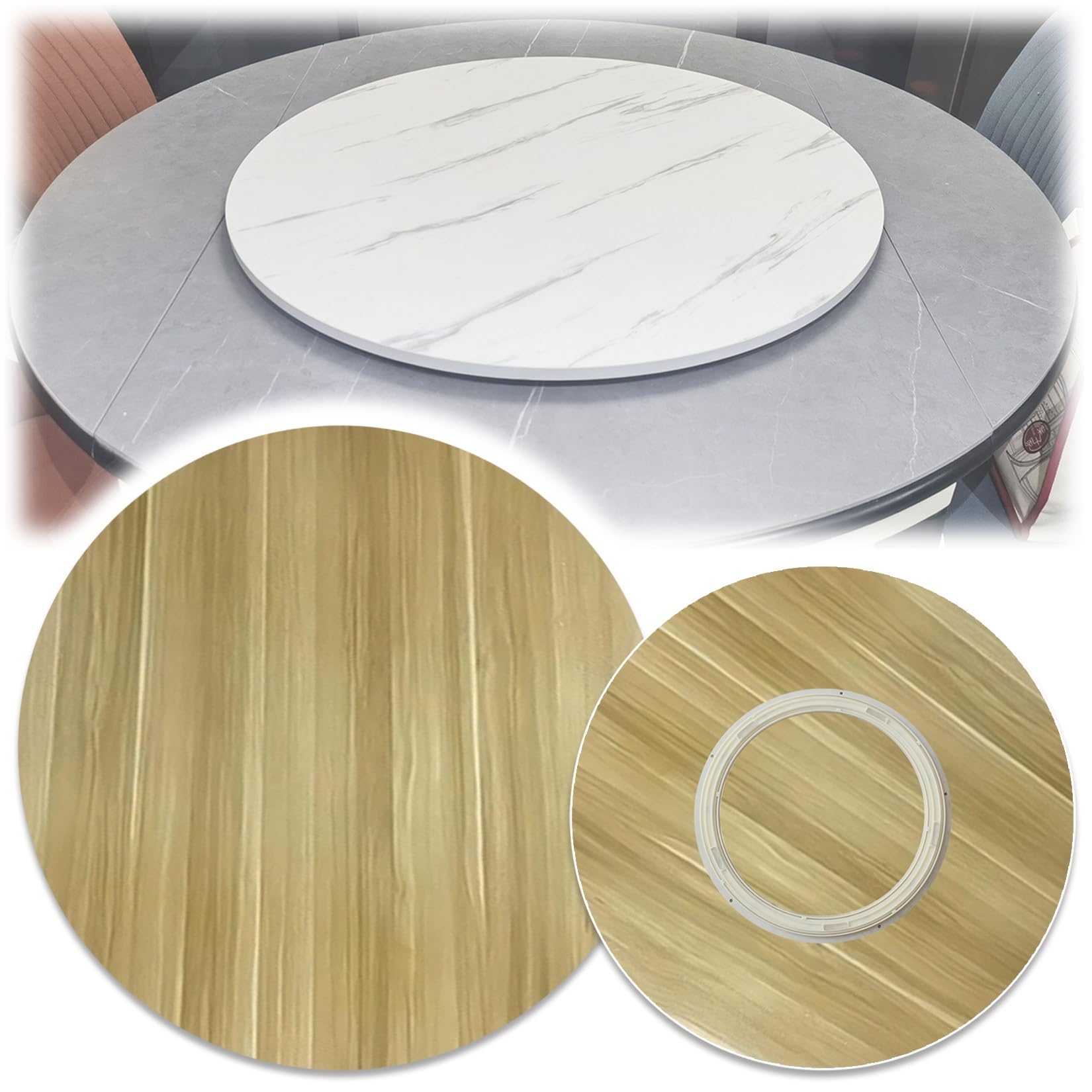 Round Rotating Serving Tray For Dining Table, 20" 24" 28" 32" 36" 39" Wooden Lazy Susan Turntable, 360° Swivel Silent Smooth Rotating Plate, For Easy To Share Food