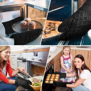 2 Pcs Oven Mitts for Kitchen Heat Resistant Oven Gloves, Soft Cotton Lining, Anti-Slip Silicone Stripe Oven Mitts Heat Resistant Oven Mits, Kitchen Mitt Pair Protect Hands, Cooking Baking BBQ Gloves