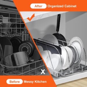 VEVOR Pan and Pot Rack, Expandable Pull Out Under Cabinet Organizer, Cookie Sheet Baking Pans tray Organization, Adjustable Wire Dividers, Steel Lid Holder for Kitchen Cabinet & Pantry Storage, 11.7"W