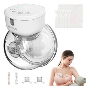 Wearable Breast Pump Hands Free: Portable Electric Breast Pumps with 24mm Flange 3 Modes 9 Levels Leak-Proof Massage Function Single Rechargeable Wireless Low Noise Painless Breastfeeding Pump