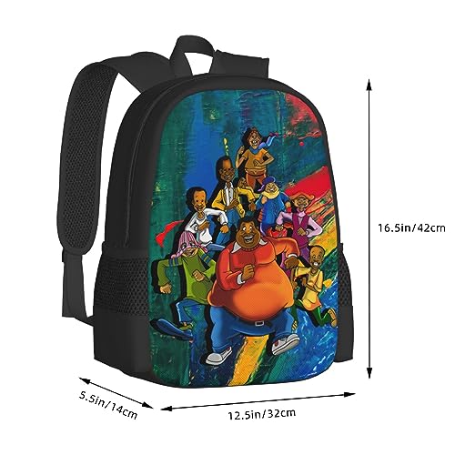 DSERC Fat Cartoon Albert and the Cosby Anime Backpacks Laptop Backpack Unisex Cartoon Double Shoulder Bag for Camping Travel Daypack