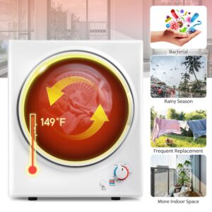 Portable Clothes Dryer, 120 V/850W Electric RV Dryer Smart Moisture Sensor, LCD Control Panel Heating Tumble Clothes Dryer Machine with Stainless Steel Drum for Apartment, Dorm and Home (Square-White)
