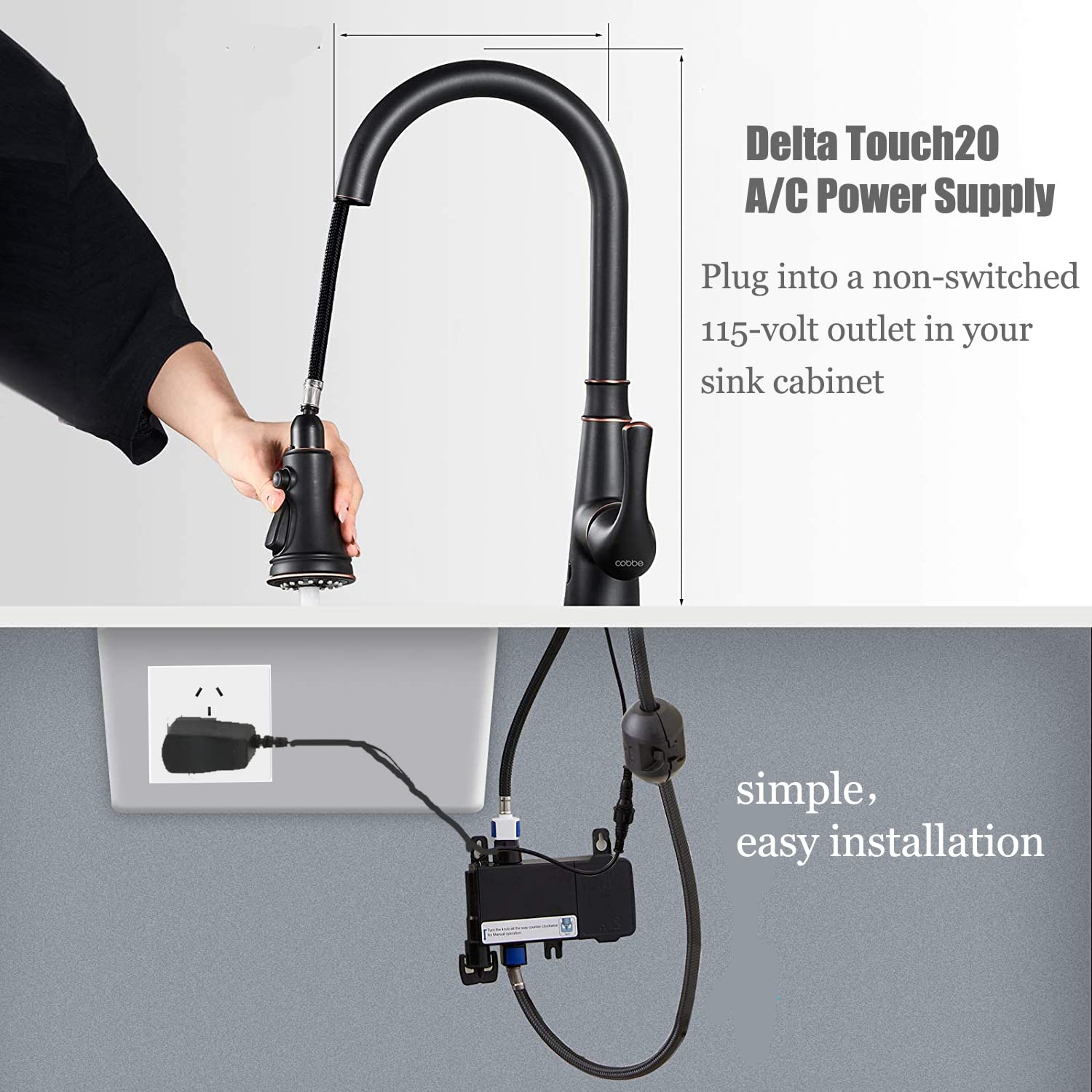 EP73954 A/C Power Supply Adapter for Delta Touch Kitchen Sink Faucets with Touch2O Technology with Gen 3 Solenoid EP102157